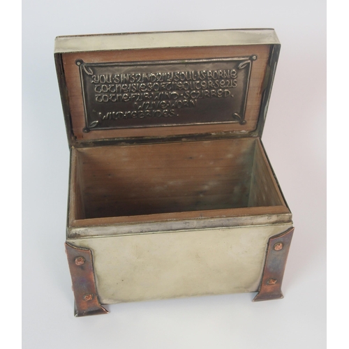 1140 - A white metal and copper trinket box  attributed to Alexander Ritchie (Scottish  1856-1941)