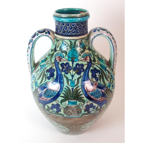 1141 - A William De Morgan pottery Persian amphora vase