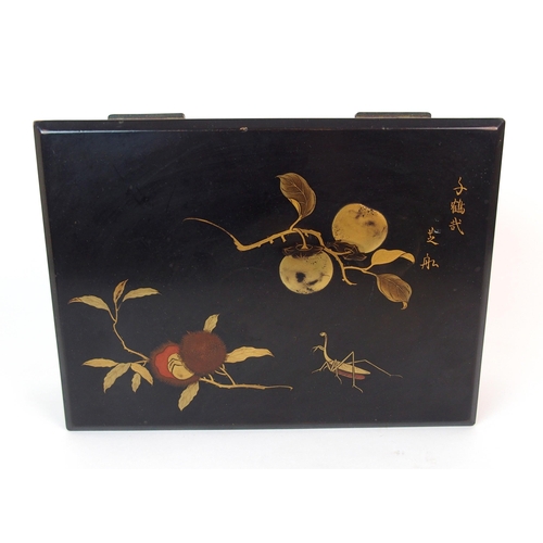 16 - A Japanese black lacquered rectangular box
