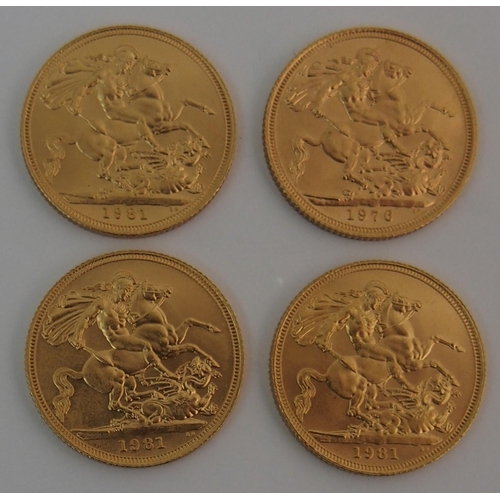 165 - Four Elizabeth II gold Sovereigns