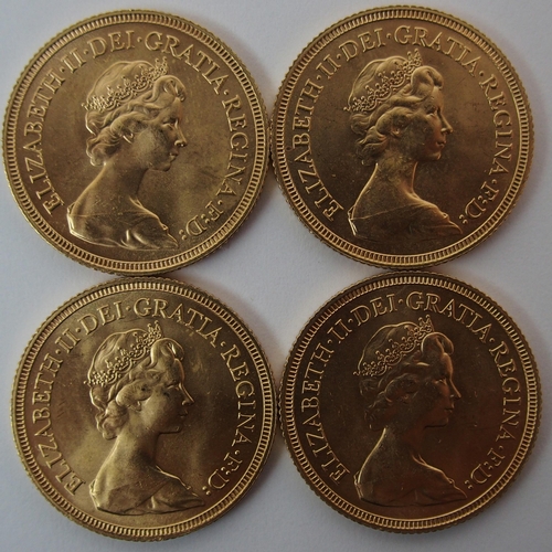 168 - Four 1981 Elizabeth II gold Sovereigns