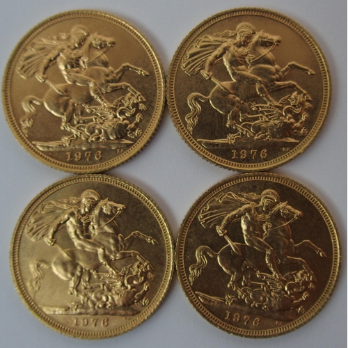 169 - Four 1976 Elizabeth II gold Sovereigns