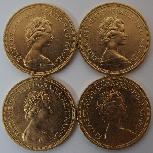 169 - Four 1976 Elizabeth II gold Sovereigns