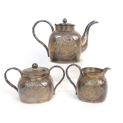 26 - A Chinese silver three piece tea service