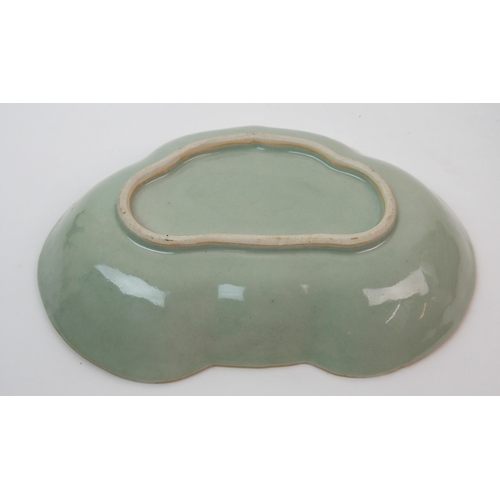 61 - Six Cantonese famille rose celadon ground soup plates