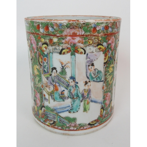7 - A Cantonese famille rose cylindrical vase