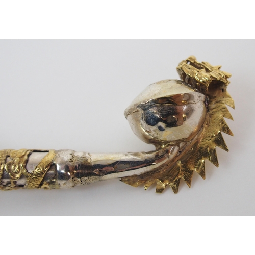 74 - A Chinese silver and gilt opium pipe