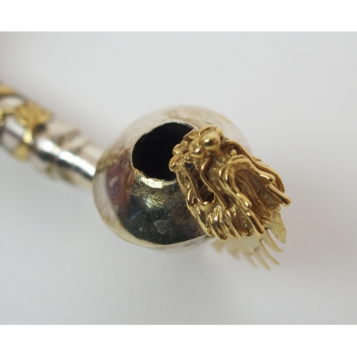 74 - A Chinese silver and gilt opium pipe