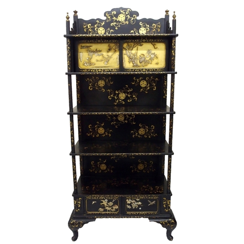 75 - A Japanese black and gold lacquered Shodhana cabinet