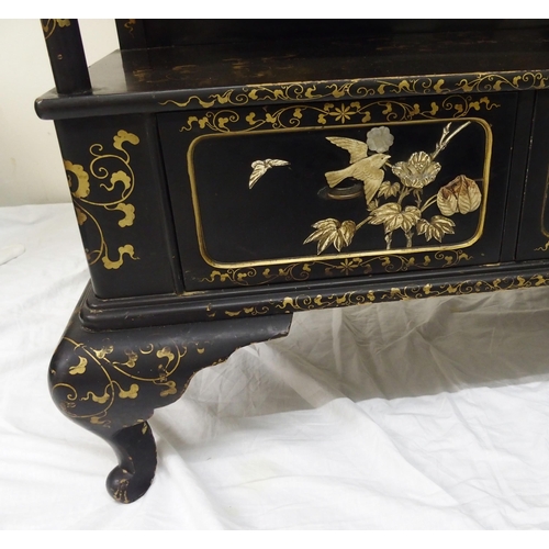 75 - A Japanese black and gold lacquered Shodhana cabinet