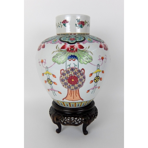 80 - A Chinese famille rose jar and cover