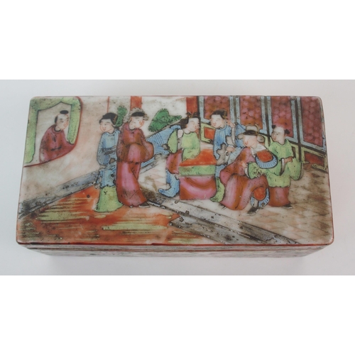 83 - A Cantonese famille rose rectangular pen box