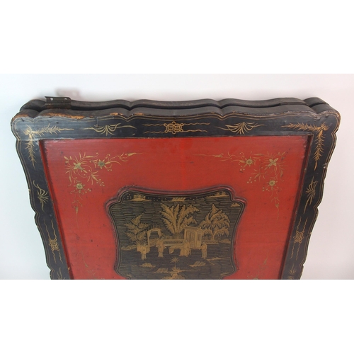 9 - A Chinese black and red lacquered square shaped box