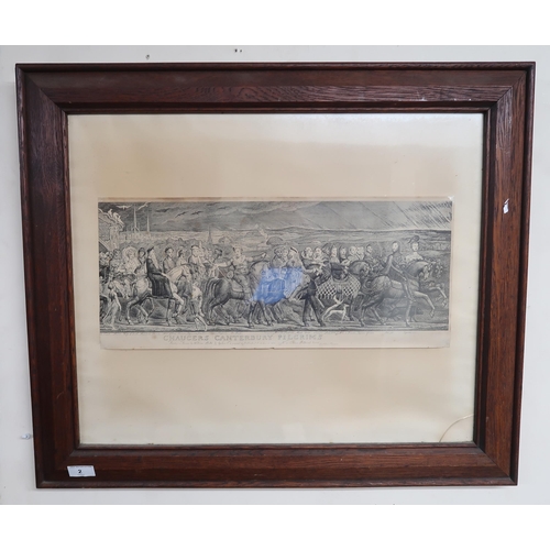 2 - An oak framed print of Chaucers Canterbury pilgrims