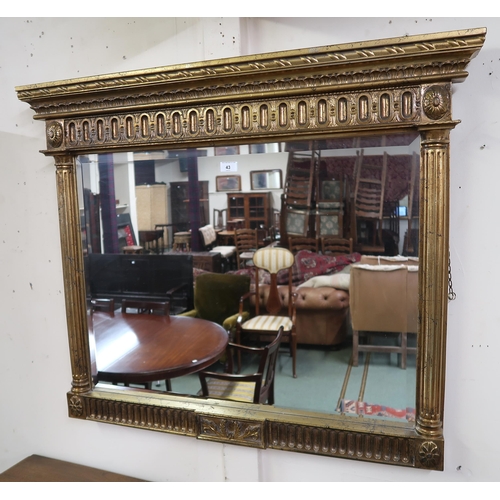 43 - A 20th century gilt framed over mantle mirror, 85cm high x 103cm wide