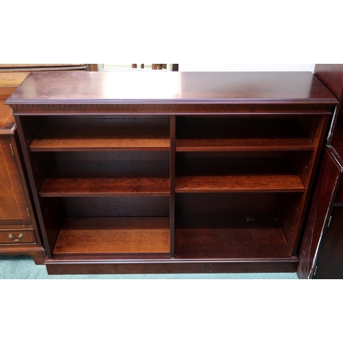 63 - A 20th century mahogany open bookcase, 92cm high x 122cm wide x 31cm deep