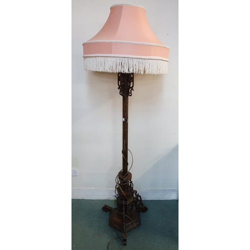 82 - A 20th century Oriental hardwood standard lamp