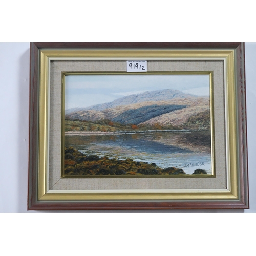 919 - IAN MCNAB (SCOTTISH b.1944)LOCH SCENE Oil on board, signed lower right, dated (19)98, 27 x 58cm... 