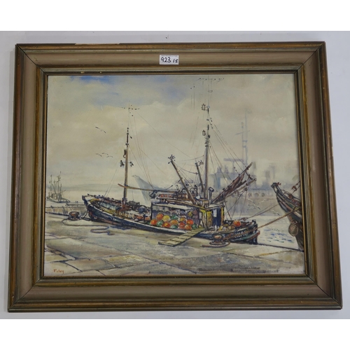 923 - GEORGE CAMERON FOLEY (SCOTTISH b.FALKIRK 1910)FIVE LARGE WORKS in oil and watercolour depicting ship... 