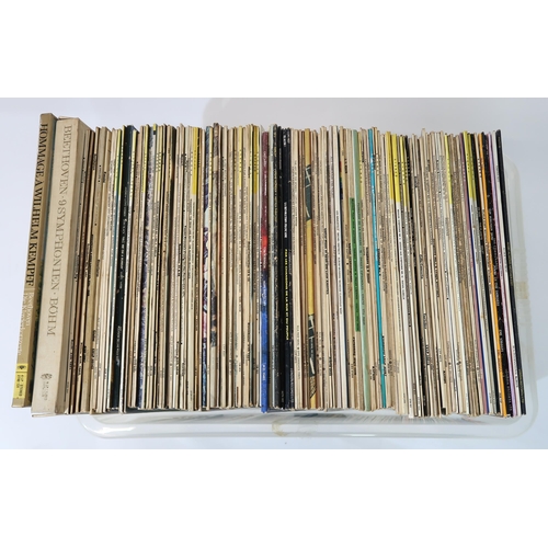 612 - A collection of pop, folk and classical vinyl LP records with an interesting collection of classical... 