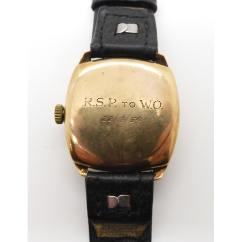 627 - A 9ct gold vintage Vertex Revue watch, hallmarked Birmingham 1953, inscribed verso, case approx 3cm ... 