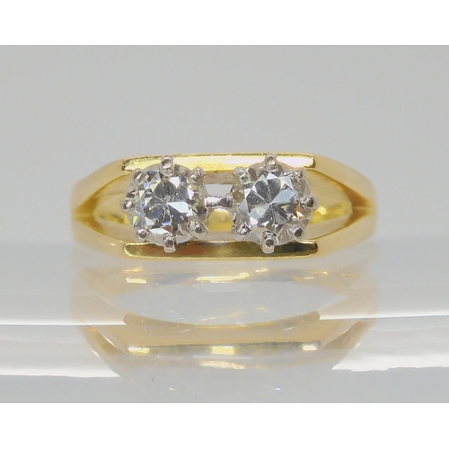 717 - AN 18CT RETRO TWIN STONE DIAMOND RINGset with estimated approx combined 0.60ct of diamonds in total,... 