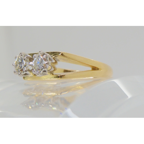 717 - AN 18CT RETRO TWIN STONE DIAMOND RINGset with estimated approx combined 0.60ct of diamonds in total,... 