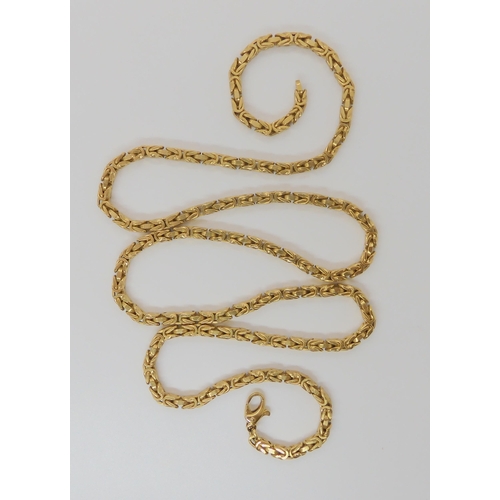 731 - *WITHDRAWN* A 9CT GOLD BYZANTINE PATTERN CHAINlength 60cm, width approx 3.2mm, weight 22.8gms... 