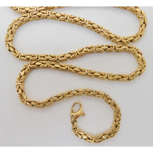 731 - *WITHDRAWN* A 9CT GOLD BYZANTINE PATTERN CHAINlength 60cm, width approx 3.2mm, weight 22.8gms... 