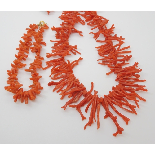 Red Coral Fringe Necklace