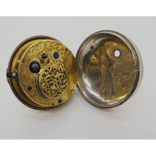 835 - A GEORGIAN SILVER PAIR CASE POCKET WATCHhallmarked 1809, Thomas & Richard Carpenter, with a beau... 