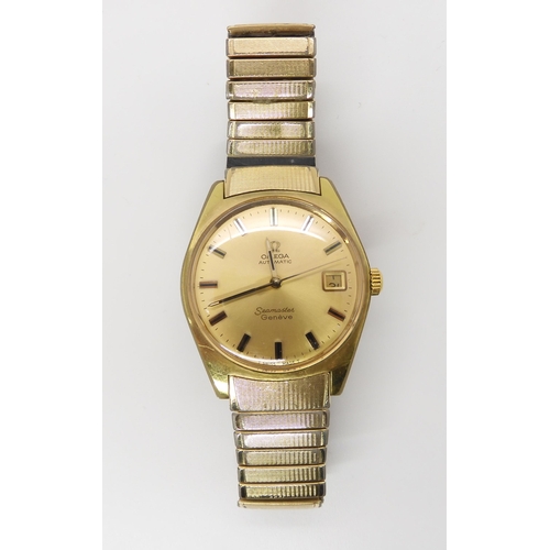 840 - A GOLD PLATED OMEGA SEAMASTER GENEVEwith gold coloured dial, baton numerals and hands and date apert... 