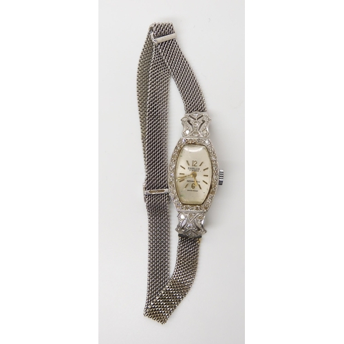 841 - A LADIES BARLUX COCKTAIL WATCHthe mesh strap hallmarked 18ct, made by Joseph Cook & Son, the dia... 