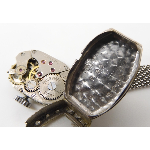 841 - A LADIES BARLUX COCKTAIL WATCHthe mesh strap hallmarked 18ct, made by Joseph Cook & Son, the dia... 