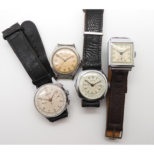 848 - FOUR VINTAGE WATCHESAn Accurist with a white dial two subsidiary dials, rose gold coloured Arabic, d... 