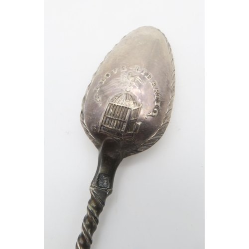 416 - A George III silver Old English pattern picture back tea spoon, the reverse of the bowl embossed wit... 