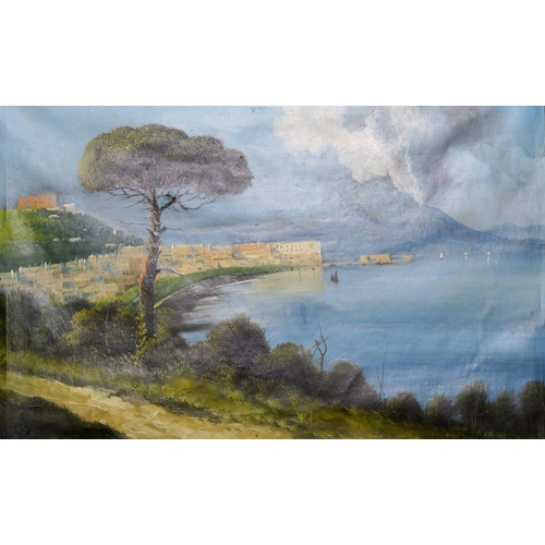 784 - NEAPOLITAN SCHOOL Bay of Naples, oil on canvas, 47 x 73cm... 