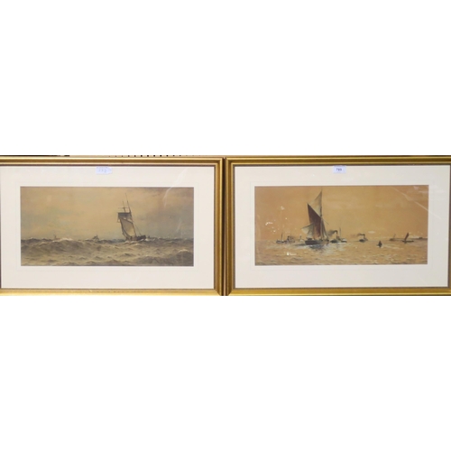 789 - W..J.N.SAWYER A busy port, signed, gouache and another, 23 x 50cm (2)