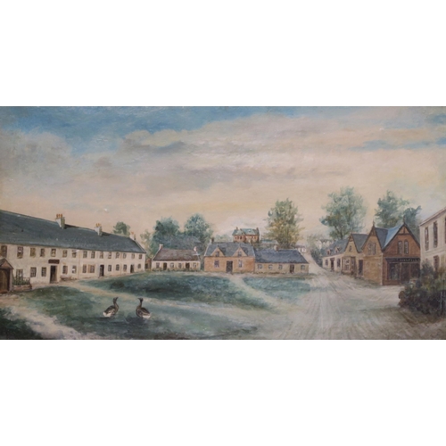 790 - SCOTTISH SCHOOL Drymen village, oil on board, 30 x 57cm