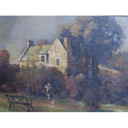 793 - A ROBERTSON Rowallan Castle,Kilmarnock, signed, oil on board, 46 x 61cm