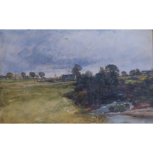 797 - ALEXANDER FRASER R.S.A New Abbey, Dumfriesshire, signed, oil on board, 27 x 42cm... 