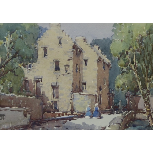 802 - J.B.HONEYMAN Bishops Place, Elgin, monogrammed, watercolour, dated, (19)54, 26 x 36cm... 