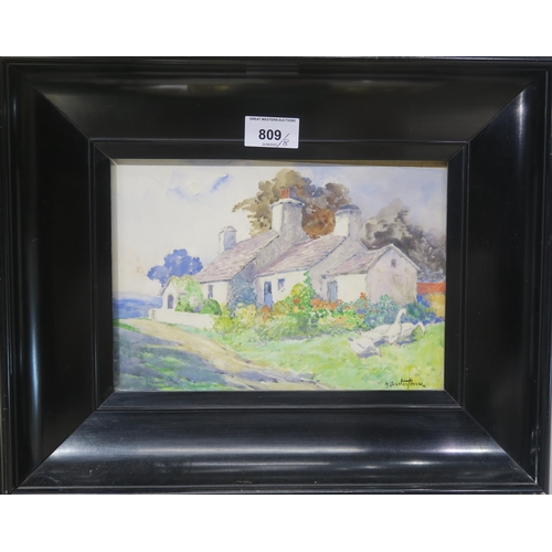 809 - H OVERTON JONES Cottage near Llandudno, 17 x 24cm, and other works by the same artist (8) ... 