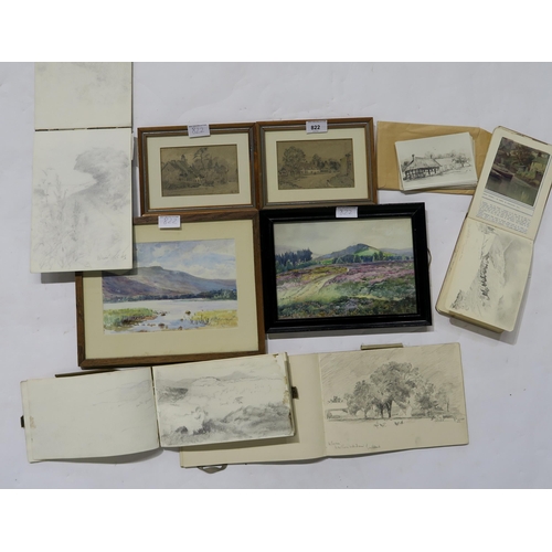 822 - H OVERTON JONES Group of sketch books and drawings (a lot)