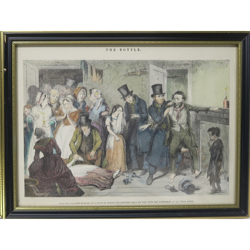 823 - AFTER GEORGE CRUKSHANK The Bottle , coloured lithographs, 26 x 35cm (8)