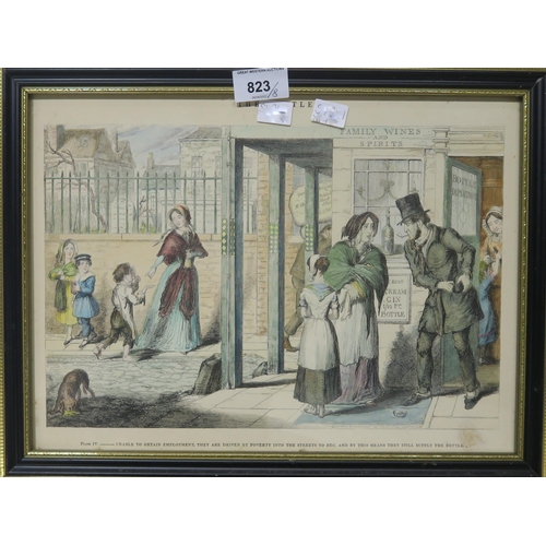 823 - AFTER GEORGE CRUKSHANK The Bottle , coloured lithographs, 26 x 35cm (8)