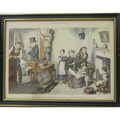 823 - AFTER GEORGE CRUKSHANK The Bottle , coloured lithographs, 26 x 35cm (8)