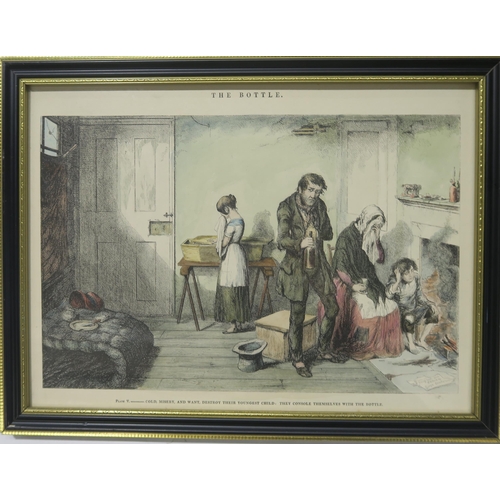 823 - AFTER GEORGE CRUKSHANK The Bottle , coloured lithographs, 26 x 35cm (8)