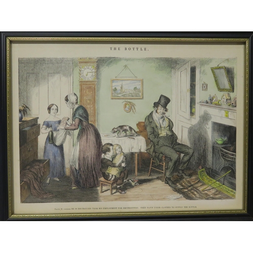 823 - AFTER GEORGE CRUKSHANK The Bottle , coloured lithographs, 26 x 35cm (8)