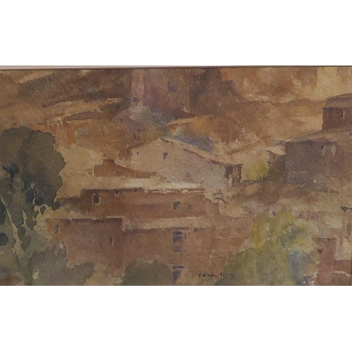 827 - FRANCIS RUSSELL FLINT Spanish village, signed, watercolour, 14 x 22cm